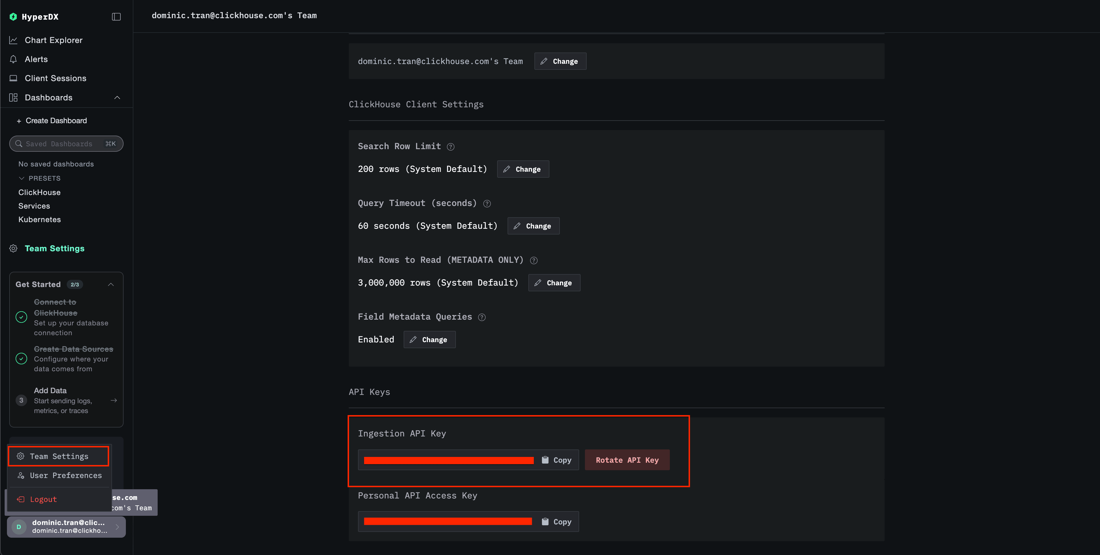 Clé API ClickStack