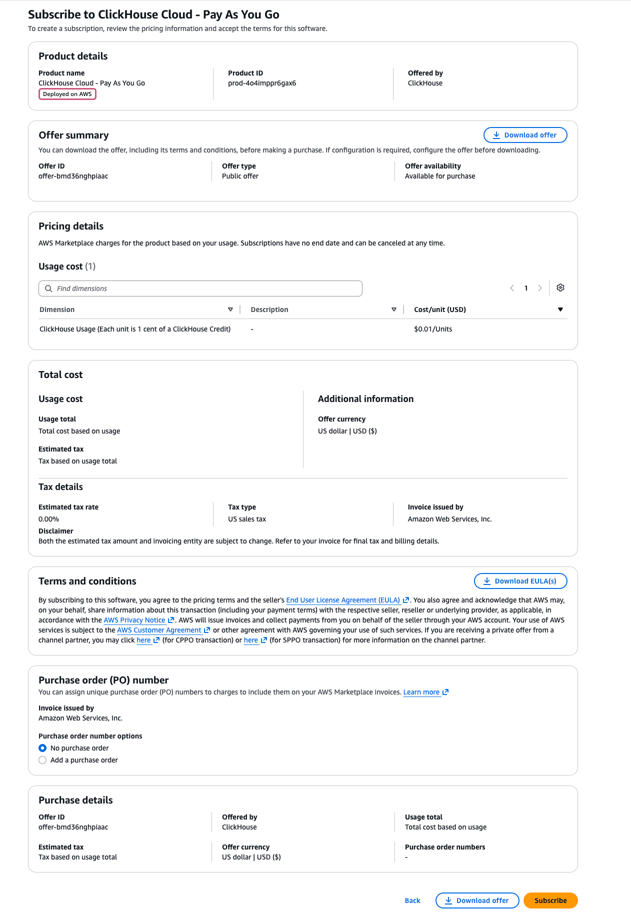الاشتراك في AWS Marketplace