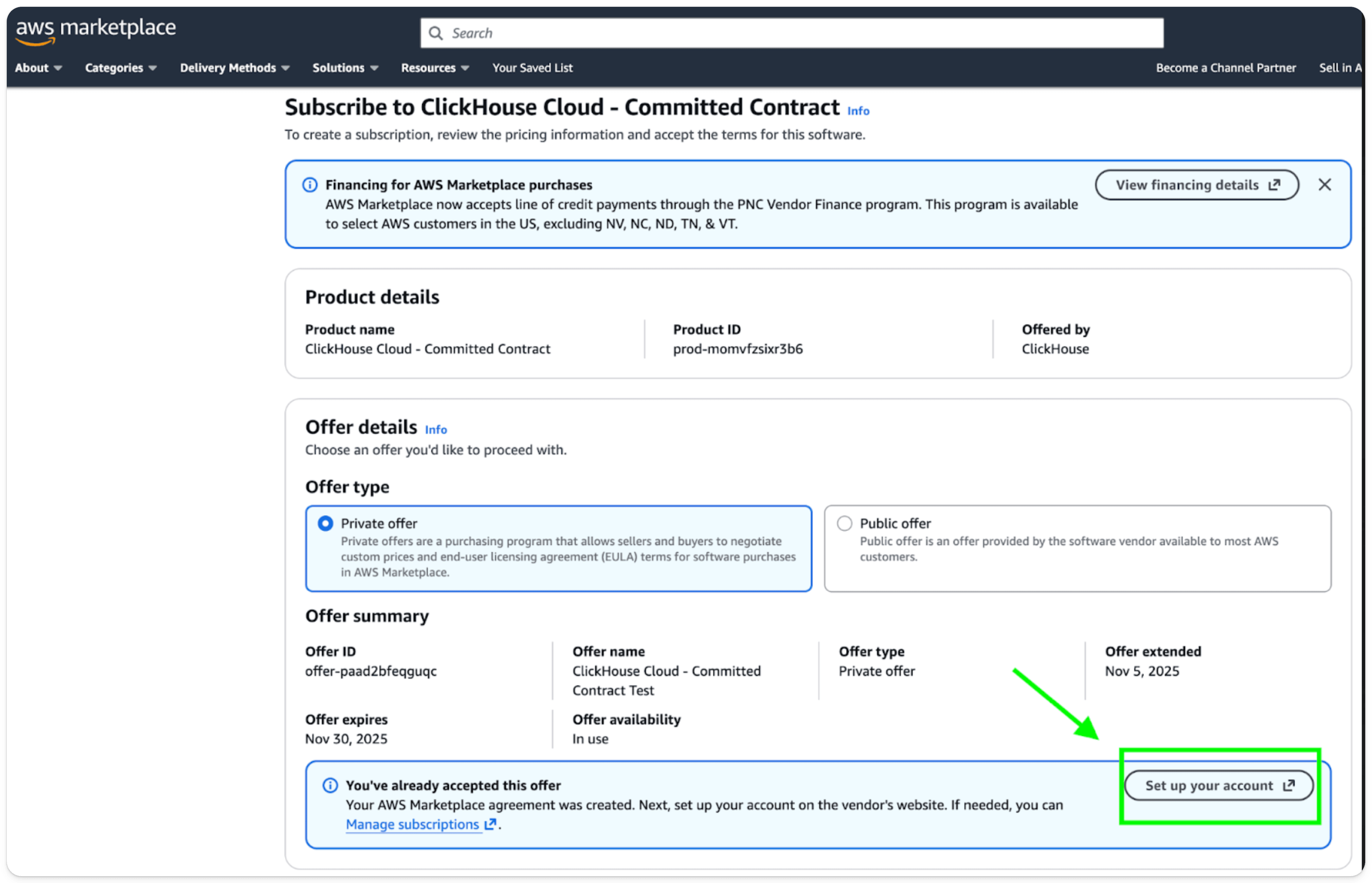 AWS Marketplace Private Offer 이메일