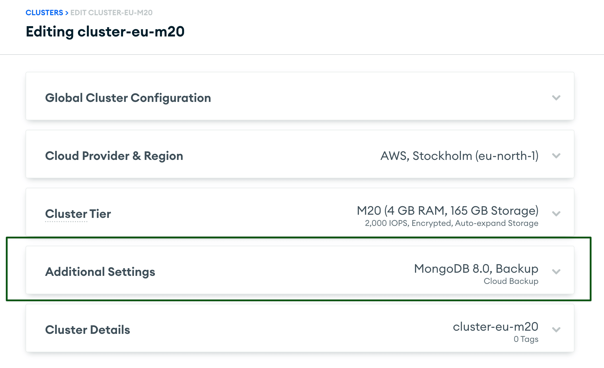 Expanda as configurações adicionais