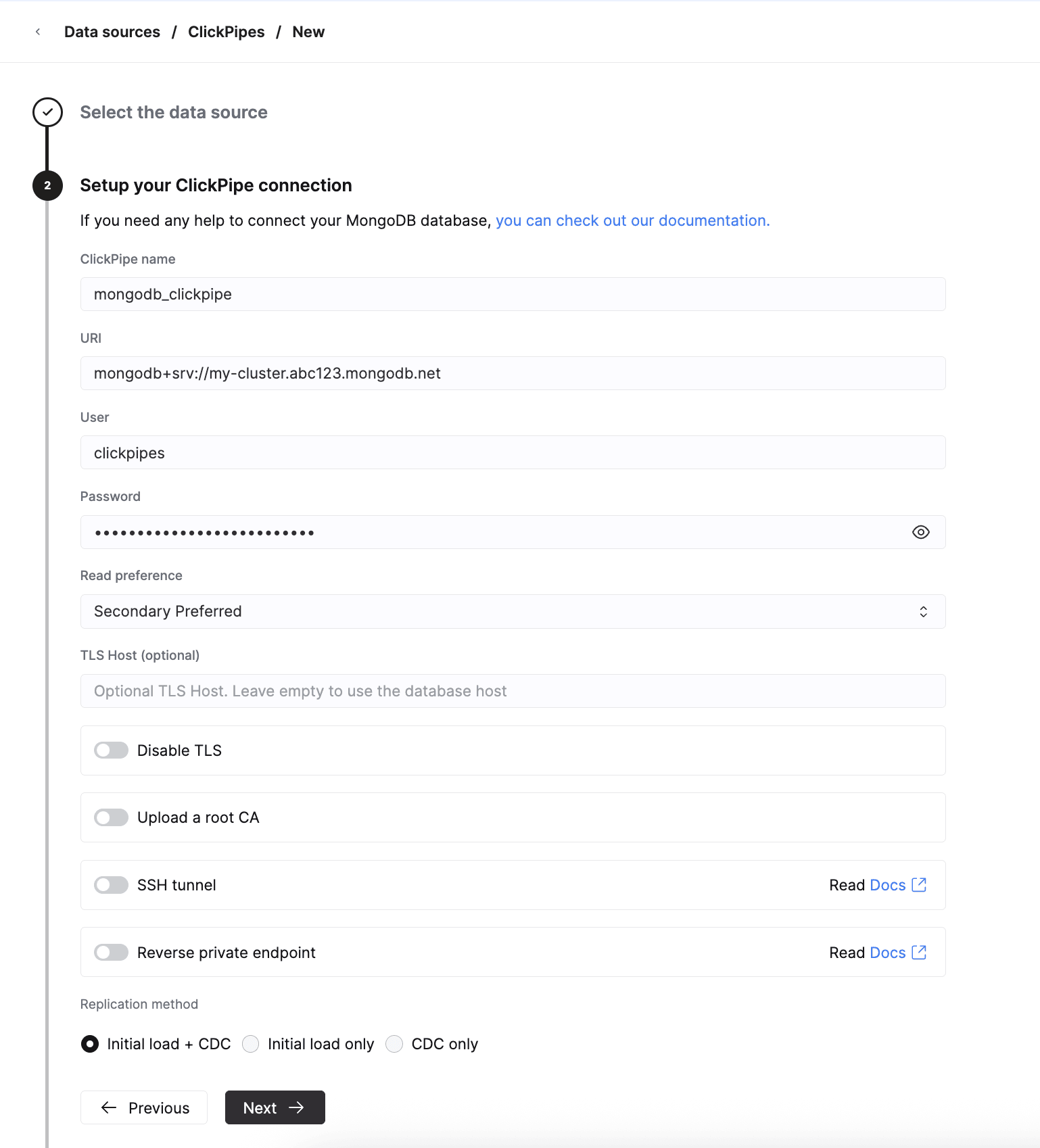 Renseignez les détails de connexion