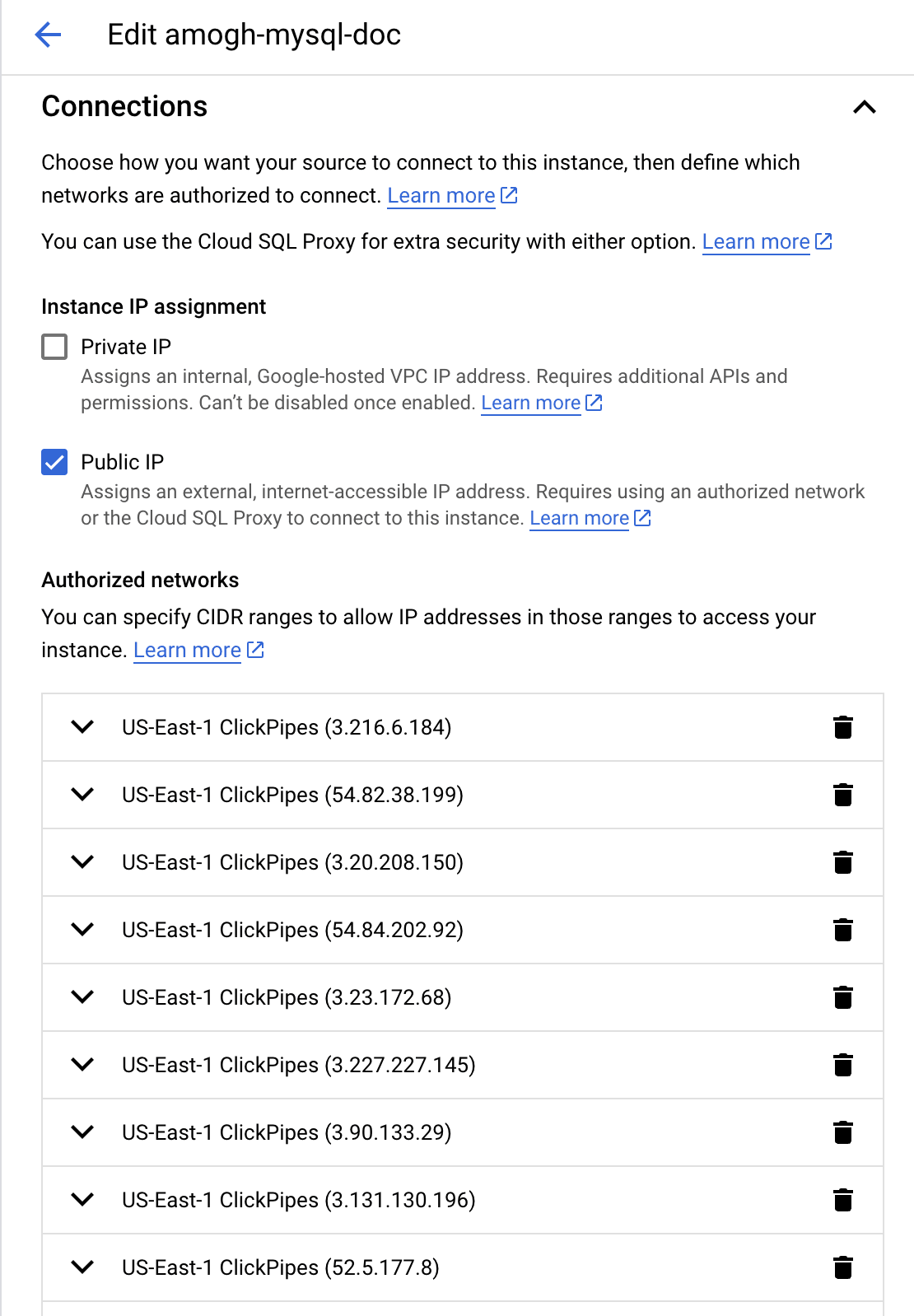 GCP MySQL 中的 IP 允许列表