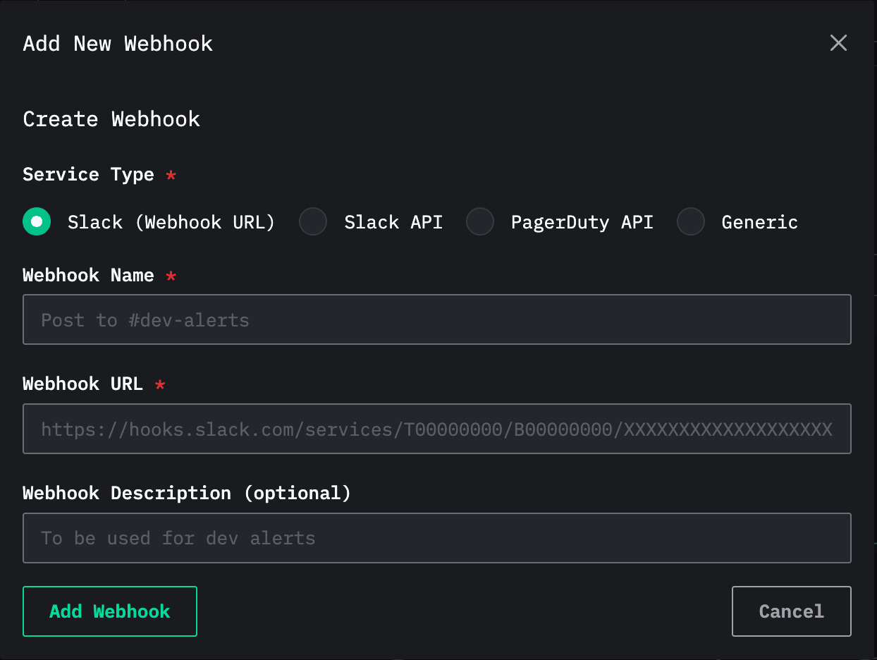 Création du webhook